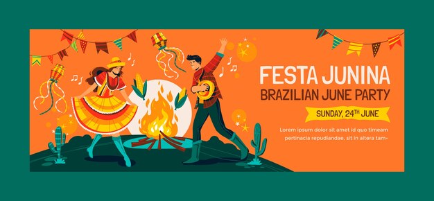 Hand drawn festas juninas facebook cover