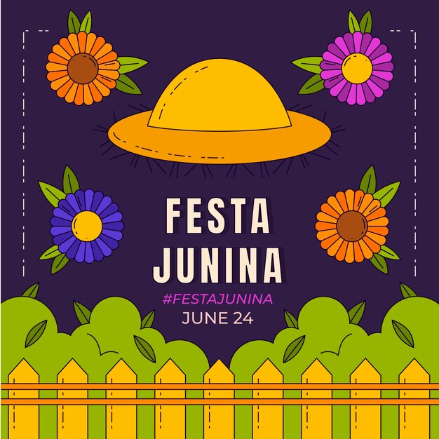 Hand drawn festas juninas illustration