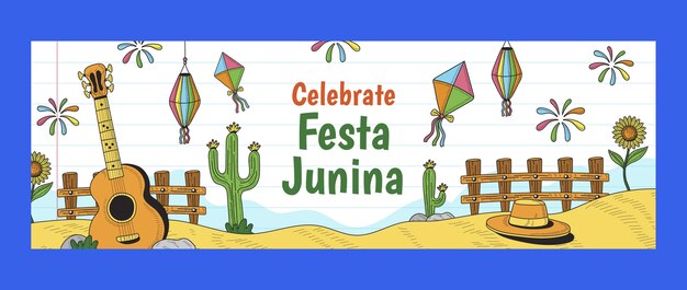 Hand drawn festas juninas twitter header