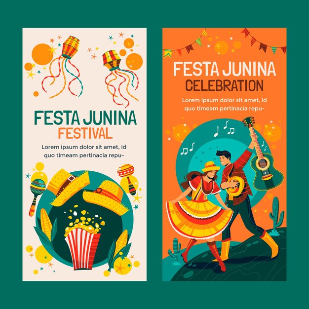 Hand drawn festas juninas vertical banner