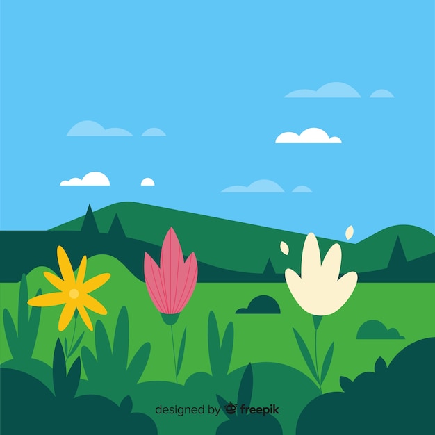 Hand drawn field spring background