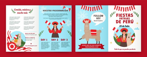 Hand drawn fiestas patrias peru brochure template