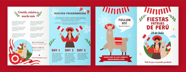 Hand drawn fiestas patrias peru brochure template