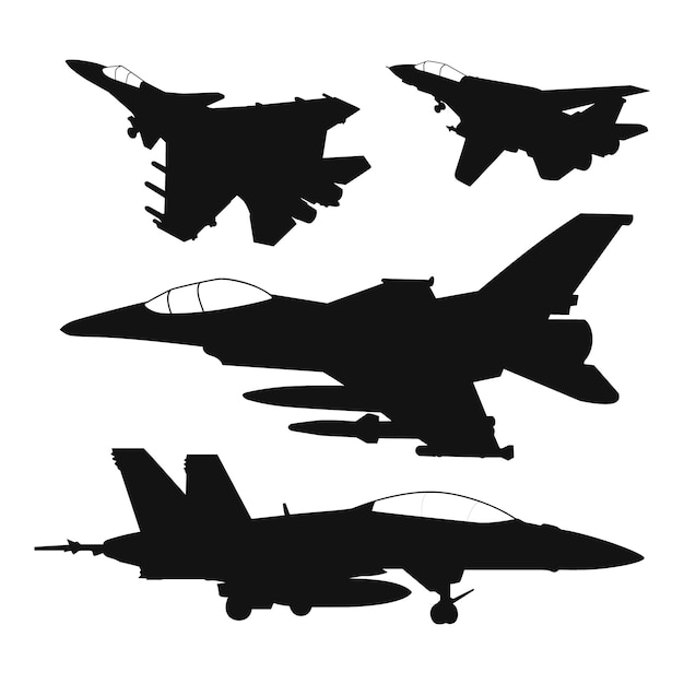 Free Vector hand drawn fighter jet silhouette