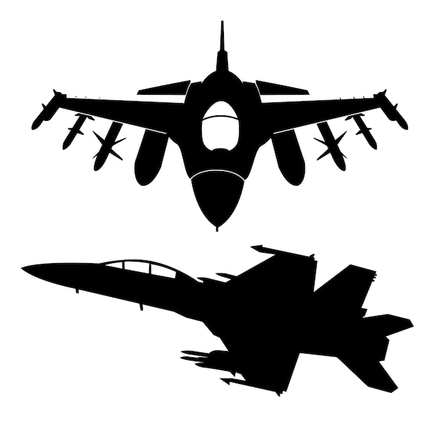 Free Vector hand drawn fighter jet silhouette