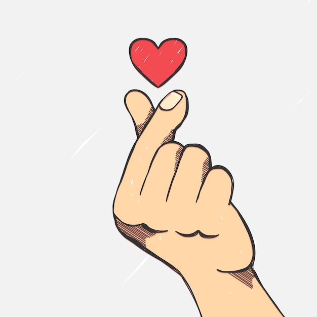 Free Vector hand drawn finger heart