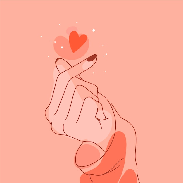 Hand-drawn finger heart