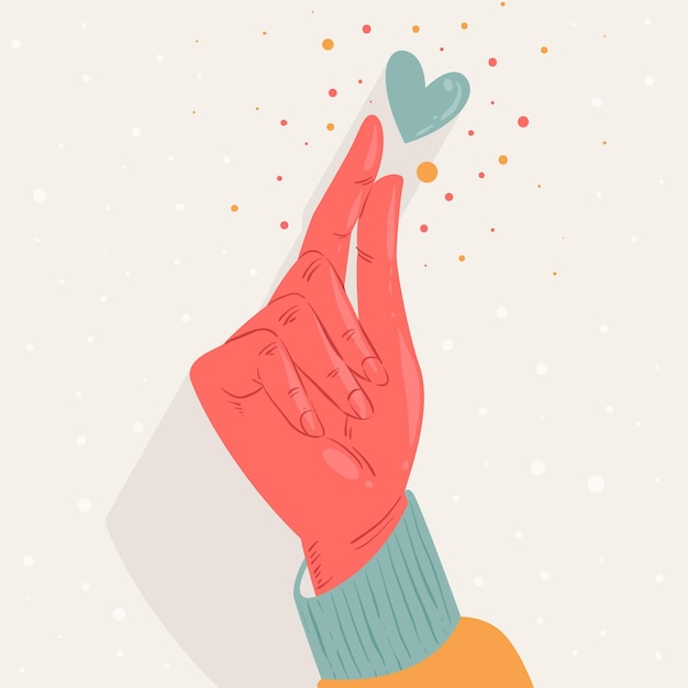 Free Vector hand drawn finger heart