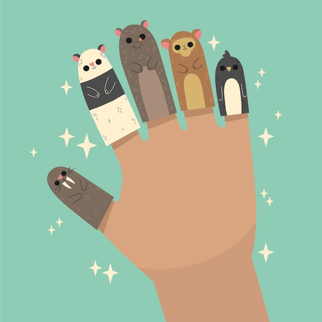 Free Vector hand drawn finger puppet set