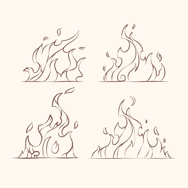 Free Vector hand drawn fire outline illustration