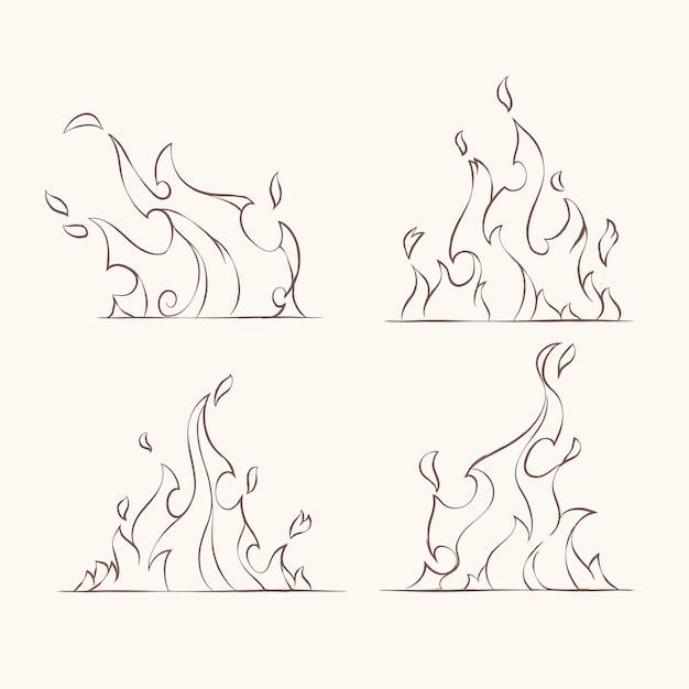 Free Vector hand drawn fire outline illustration