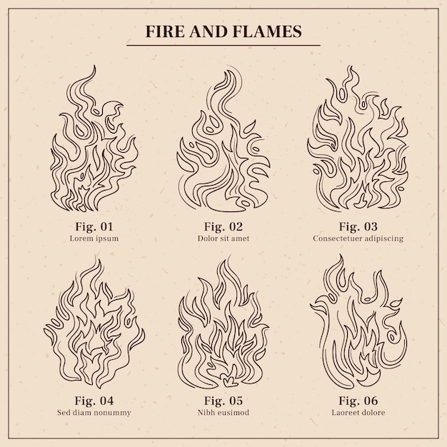 Free Vector hand drawn fire outline illustration