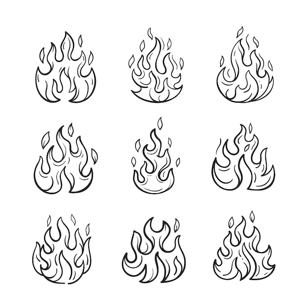 Hand drawn fire outline illustration