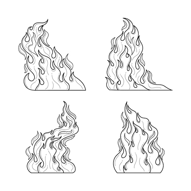 Hand drawn fire outline illustration