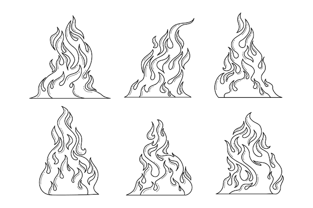 Hand drawn fire outline illustration