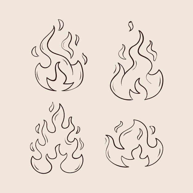 Free Vector hand drawn fire outline illustration