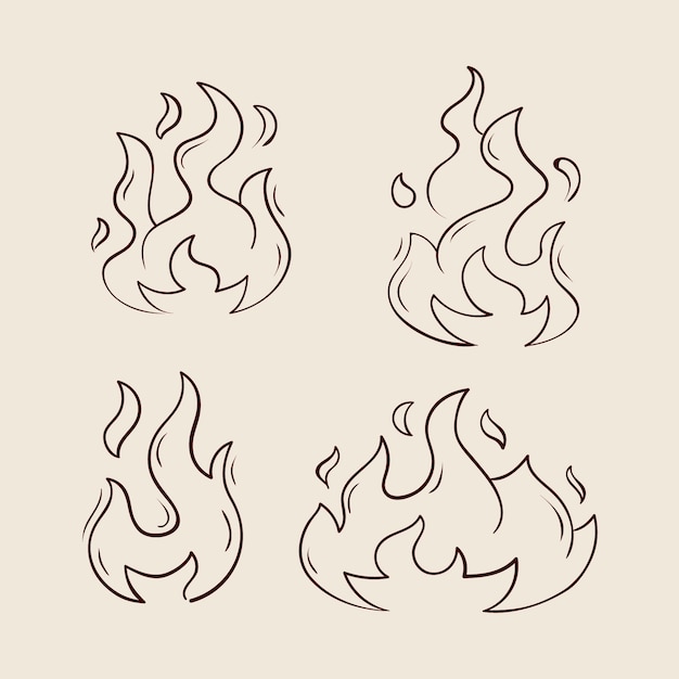 Free Vector hand drawn fire outline illustration