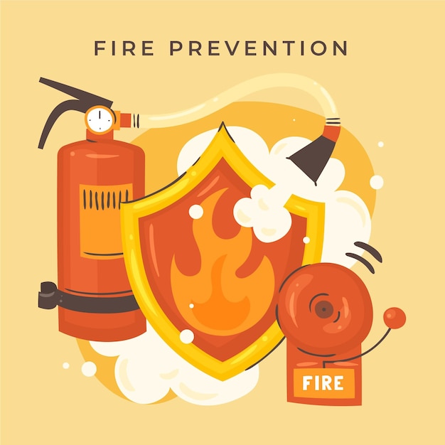 Hand drawn fire prevention elements