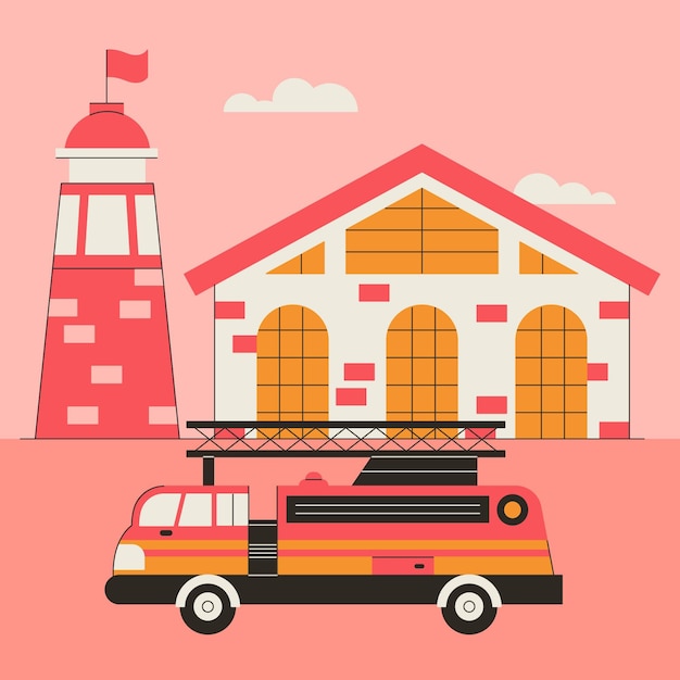 Free vector hand drawn fire station