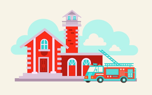 Free Vector hand drawn fire station