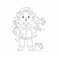 Free vector hand drawn fireman drawing illustration