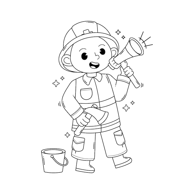 Free vector hand drawn fireman drawing illustration