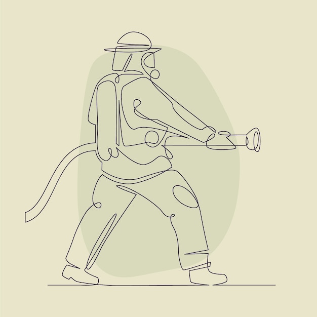 Hand drawn fireman drawing illustration