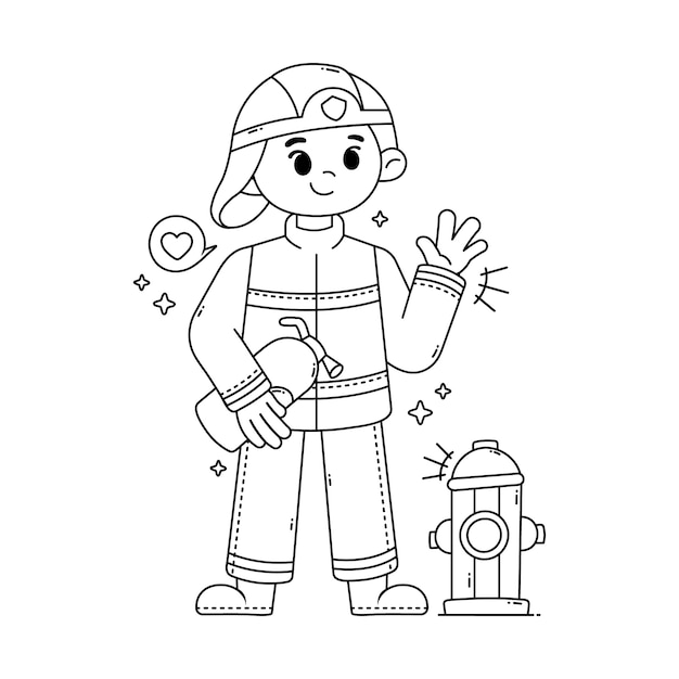 Free vector hand drawn fireman drawing illustration