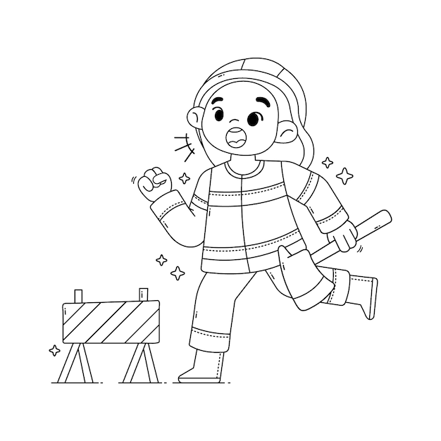 Free vector hand drawn fireman drawing illustration