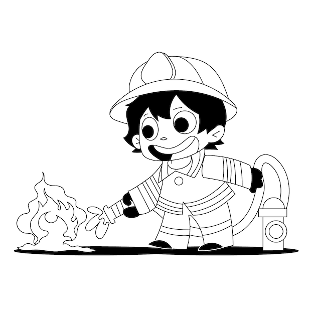 Free vector hand drawn fireman drawing illustration