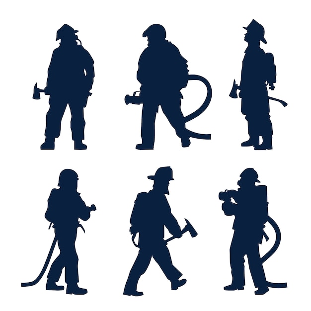 Free vector hand drawn fireman  silhouette