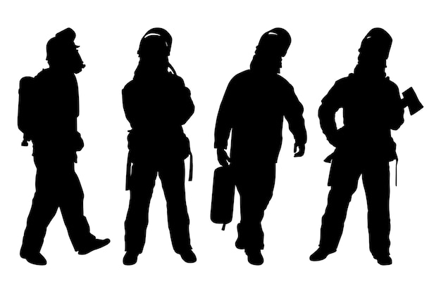 Hand drawn fireman  silhouette