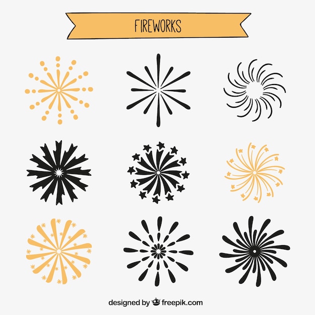 Free Vector hand drawn fireworks