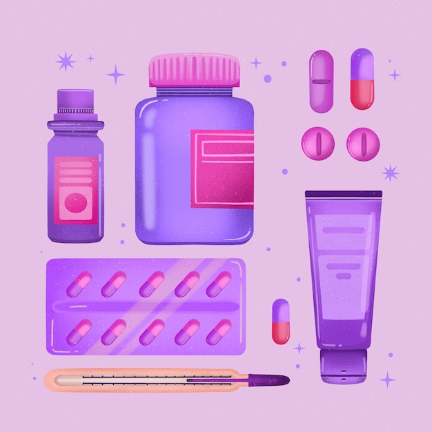 Free Vector hand drawn first aid kit collection element