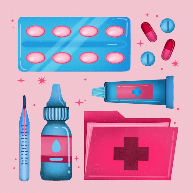 Free Vector hand drawn first aid kit collection element