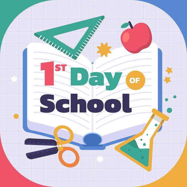 Hand drawn  first day of school illustration