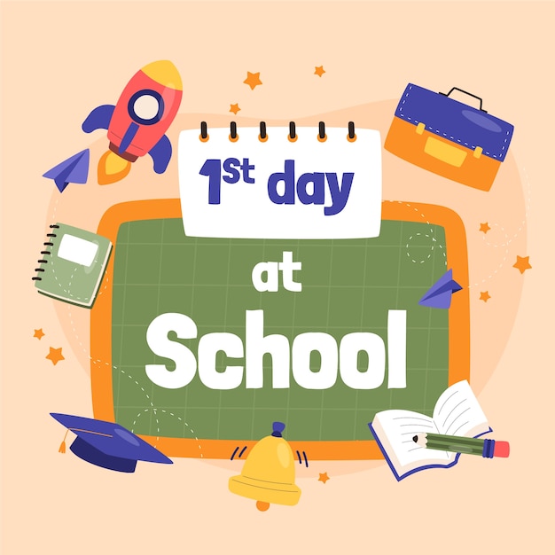 Free vector hand drawn  first day of school illustration