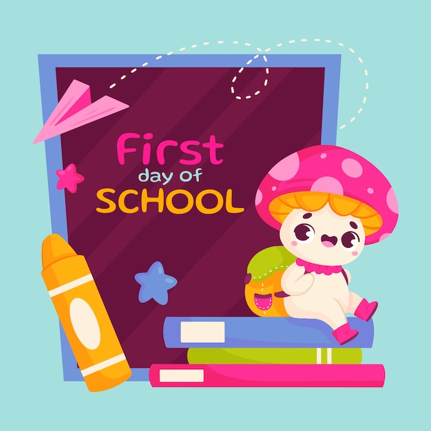 Free Vector hand drawn first day at school illustration