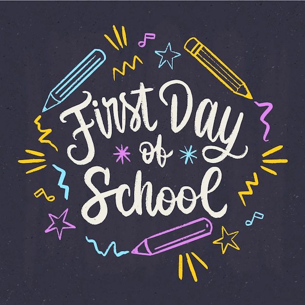 Free Vector hand drawn first day of school lettering