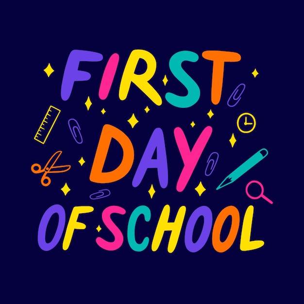 Free vector hand drawn first day at school template