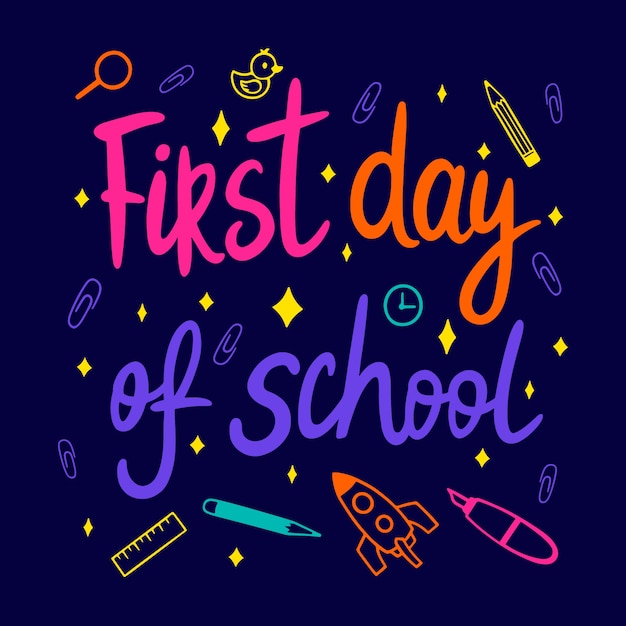 Free vector hand drawn first day at school template