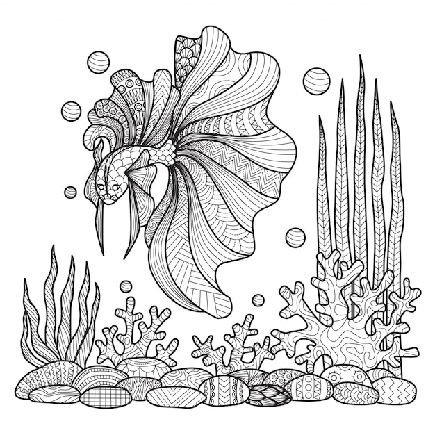 Hand drawn fish background