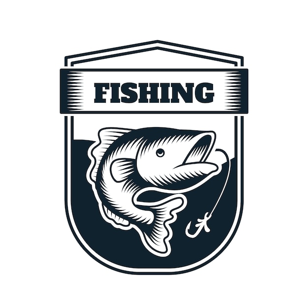 Hand drawn fishing logo template