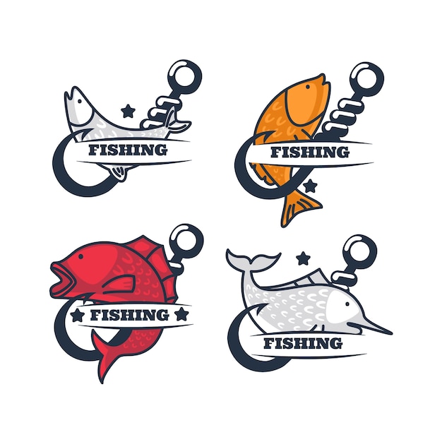 Free vector hand drawn fishing logo template