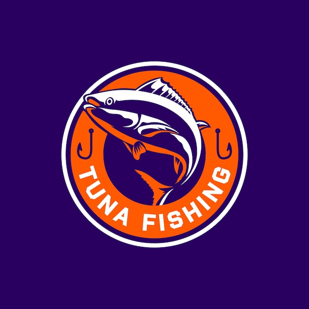 Hand drawn fishing logo template