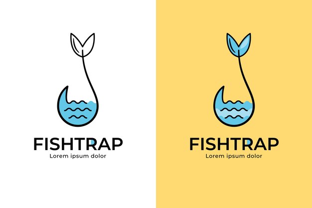 Hand drawn fishing logo template