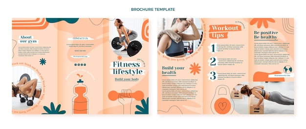 Hand drawn fitness brochure template