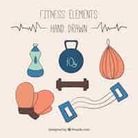 Free vector hand drawn fitness elements