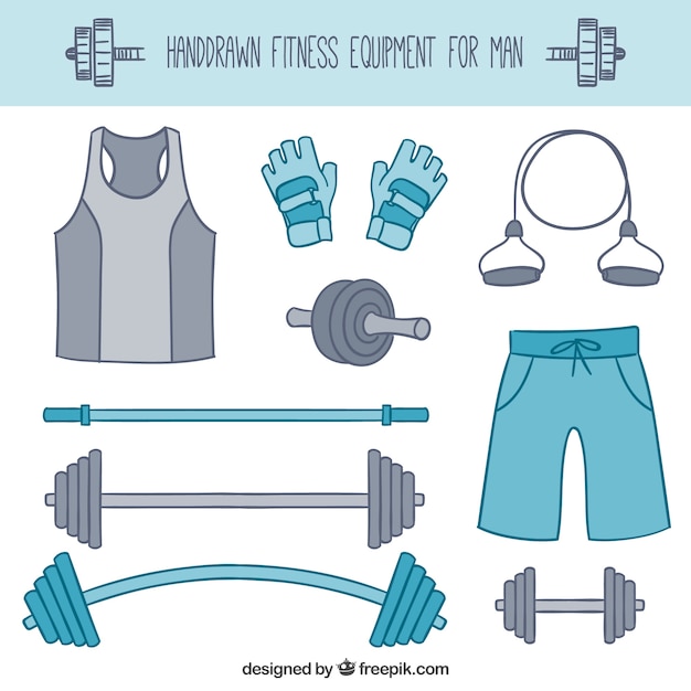 Free Vector hand drawn fitness equipment for man