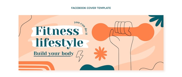 Hand drawn fitness facebook cover